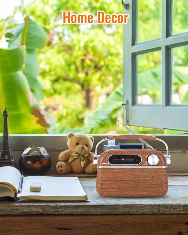 Alt view image 7 of 7 - Vintage AM FM Bluetooth Radio with Powerful Sound, Retro Bluetooth Speaker Radio, Support USB/SD Card, Plug in Wall AC Power & Battery Powered & Rechargeable for Home, Office, Kitchen