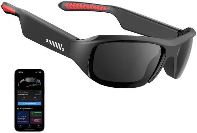 Main image of AI Smart Glasses, IP67 Waterproof Bluetooth 6.0 Open Ear, 20H Music & Calls, UV400 Polarized Lens, Real-Time Translation, AI Assistant Lily, Lightweight Sports Sunglasses