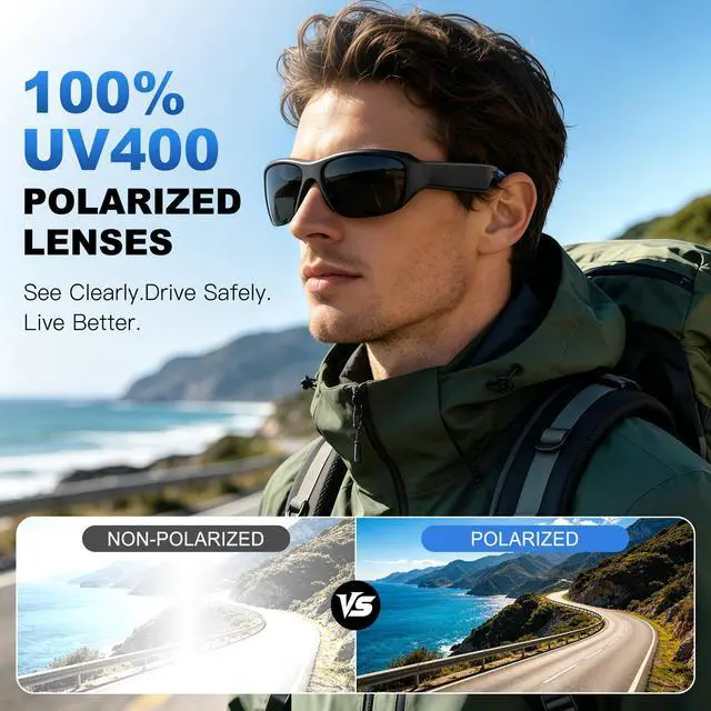 Alt view image 4 of 7 - AI Smart Glasses, IP67 Waterproof Bluetooth 6.0 Open Ear, 20H Music & Calls, UV400 Polarized Lens, Real-Time Translation, AI Assistant Lily, Lightweight Sports Sunglasses