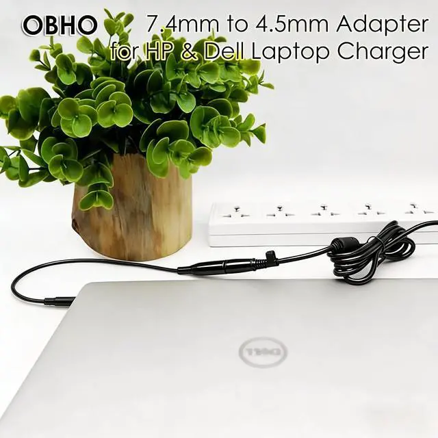 Alt view image 7 of 7 - Power Adapter 5 Count 7.4mm Female to 4.5mm Male Tip Adapter Converter Cable for Dell Laptop Power Supply