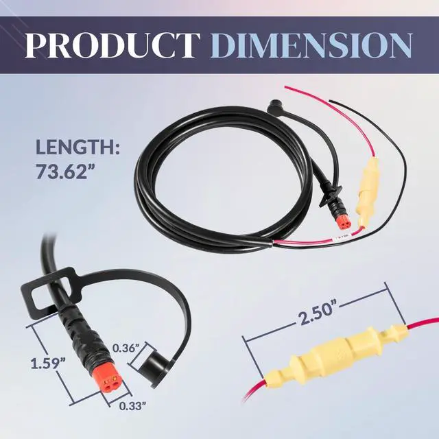 Alt view image 6 of 7 - 010-11678-10 Power Cable, 4-Pin Power Cord Fit for Garmin Echo Fish Finder 100, 101, 150, 151, 151dv, 200, 201, 201dv, 300c, 301c, 301dv, 500c, 501c, 550c, 551c, 551dv (6 ft. /1.8m)