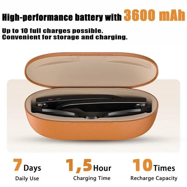 Alt view image 3 of 7 - AI Smart Glasses with Real-Time Language Translation & 4K Camera | ChatGPT Powered Voice Assistant, Open Ear Headphones, Object Recognition & 3600mAh Charging Case for Travel & Content Creation