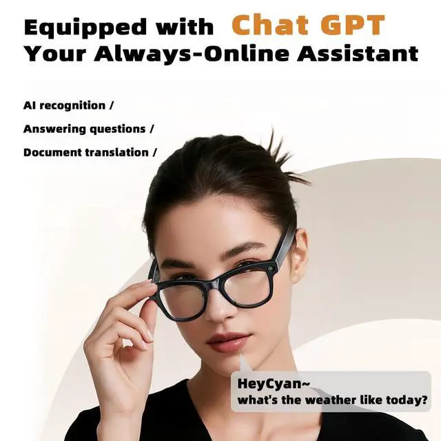 Alt view image 5 of 7 - AI Smart Glasses with Real-Time Language Translation & 4K Camera | ChatGPT Powered Voice Assistant, Open Ear Headphones, Object Recognition & 3600mAh Charging Case for Travel & Content Creation