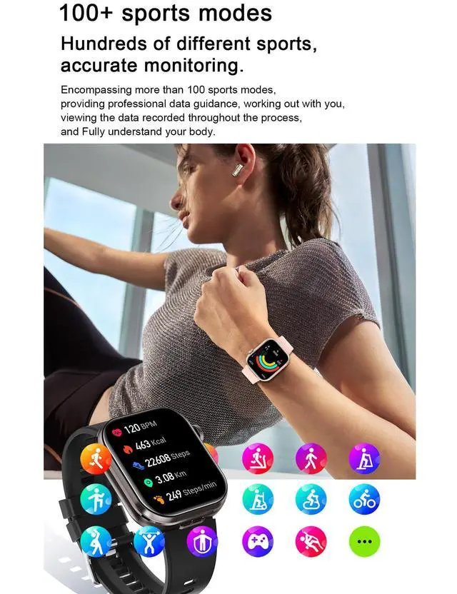 Alt view image 7 of 7 - Smartwatch with Earbuds, 2.02" HD Screen Fitness Watch, Take/Dial Calls, 2-in-1 Smartwatch with TWS Headset, Waterproof Sports Fitness Tracker, Long Standby Time