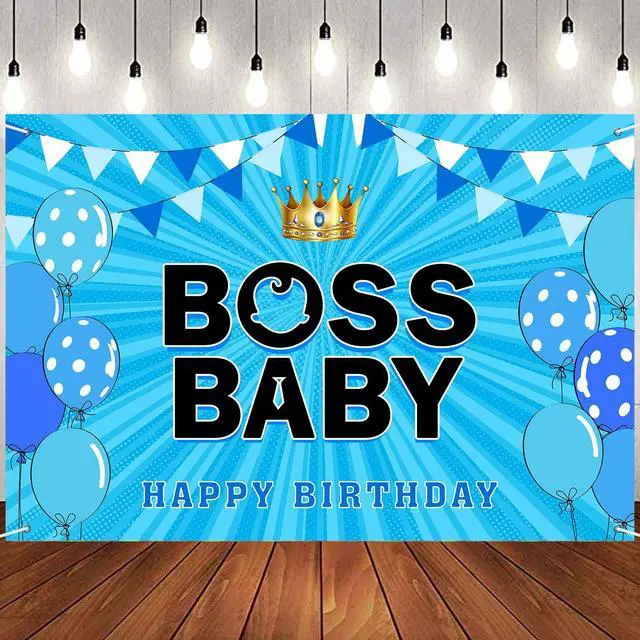 Main image of Boss Boy Backdrop Banner, Gender Reveal Poster Baby Shower Photography Backdrop Boy 1st Birthday Party Decorations Photo Booth Props 6x4ft