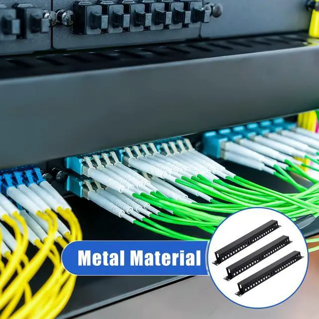 Alt view image 6 of 7 - 8 Pieces 19 Inch Cable Manager 1U 24 Slot Horizontal Server Rack Mount Cable Management Organizer Raceway Metal Finger Duct with Cover and Screw for Wire Network Wall Cord, Black