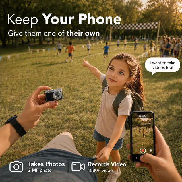 Alt view image 3 of 7 - Mini Keychain Digital Camera 1080P for Family Travel Camping Vlog | Mini Vintage Camera, FHD Small Retro Digital Camera with 0.96 Inch Colour Screen, Compact Photo Camera with Flash & Recording