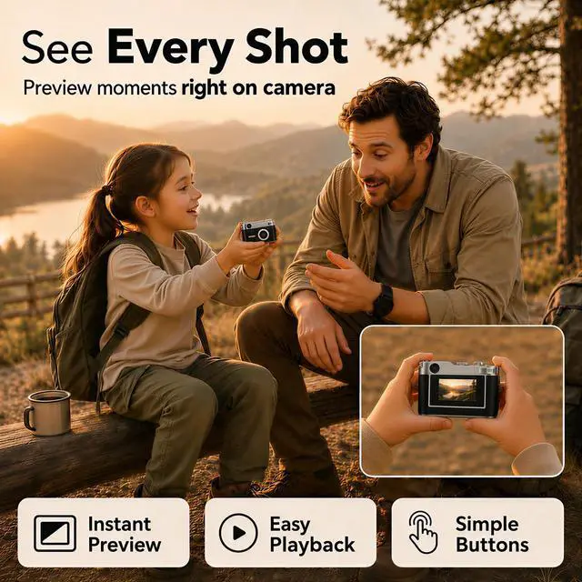 Alt view image 5 of 7 - Mini Keychain Digital Camera 1080P for Family Travel Camping Vlog | Mini Vintage Camera, FHD Small Retro Digital Camera with 0.96 Inch Colour Screen, Compact Photo Camera with Flash & Recording