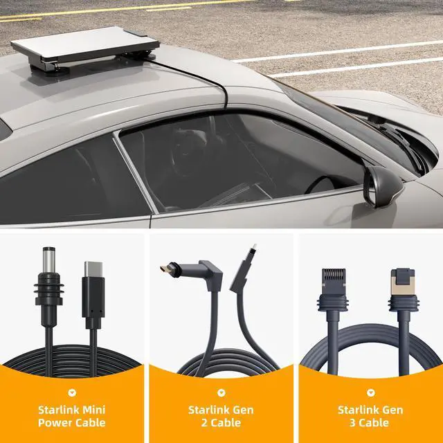 Alt view image 5 of 6 - Car Window Pass Through Starlink Power Cable Compatible with Starlink Cables Window Pass Attachment for Starlink Cord and Cable Black