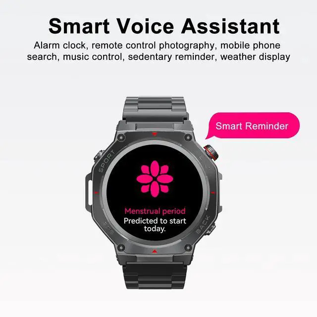 Alt view image 4 of 7 - Military Smart Watch for Men Women,1.5" HD Touchscreen Rugged Fitness Tracker Smartwatch, Bluetooth Dual-mode GPS,3ATM Waterproof,170+ Sport Modes with Heart Rate/Sleep Monitor Watch for Android/ios