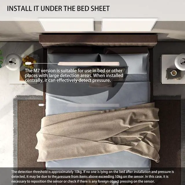 Alt view image 6 of 7 - Zigbee Pressure Senor Occupancy/Presence Detector Stress Belt Hidden in Bed/Sofa Battery Powered Tuya Smart Life Home Automation M7