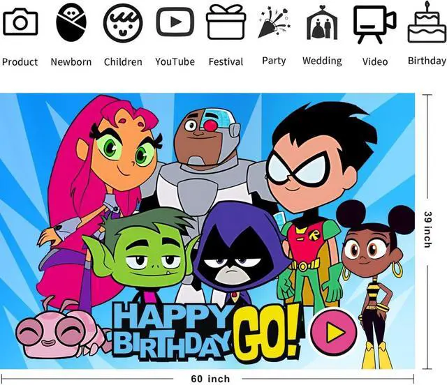 Alt view image 3 of 4 - Titans Backdrop Birthday Decorations, Titans Birthday Banner Backdrop for Kids Birthday Party Supplies (5x3ft)