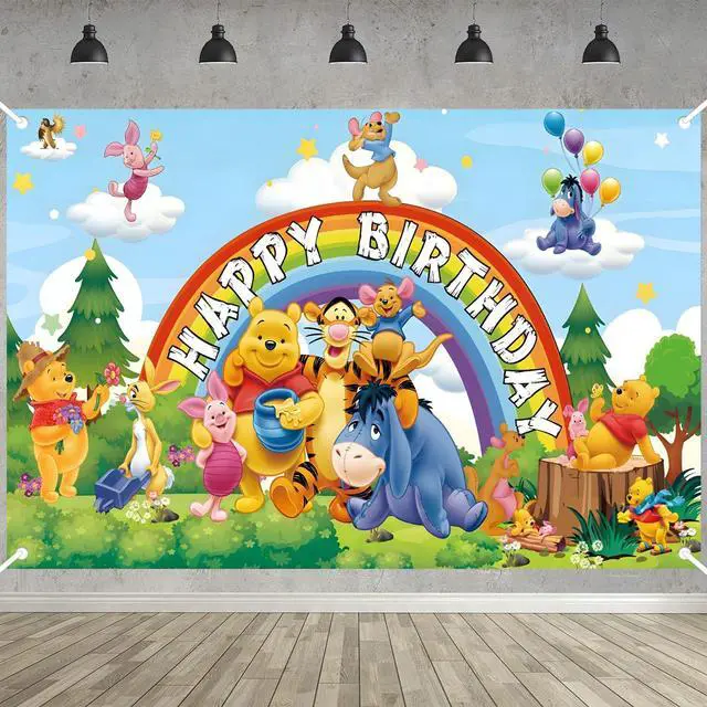Alt view image 3 of 6 - Bear Birthday Party Decoration,Honey Party Photo Background 5 x 3 FT and 18 Pcs Balloon,Merch Party Backdrop Supplies