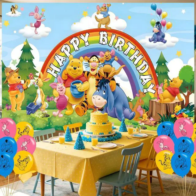 Alt view image 5 of 6 - Bear Birthday Party Decoration,Honey Party Photo Background 5 x 3 FT and 18 Pcs Balloon,Merch Party Backdrop Supplies