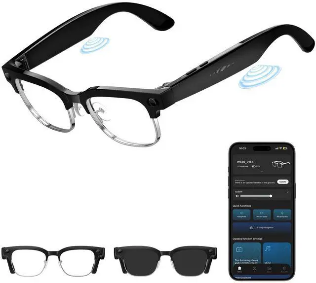 Main image of AI Smart Glasses with Camera, Anti-Shake Video & Photo Capture | Open-Ear Music & Calls, Touch Control, Voice Assistant, Real-Time Translation, Auto Photochromic UV400 PC Lenses