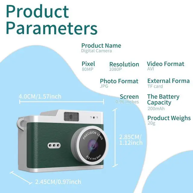 Alt view image 4 of 7 - Keychain Digital Camera,Mini Digital Camera with 32GB Card,Video Recording,Bag Charms,Compact Micro Thumb Camera,Photography Cameras for Beginners Teens and Adults (Green)
