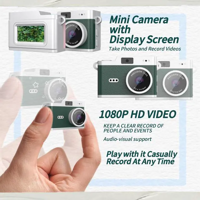 Alt view image 5 of 7 - Keychain Digital Camera,Mini Digital Camera with 32GB Card,Video Recording,Bag Charms,Compact Micro Thumb Camera,Photography Cameras for Beginners Teens and Adults (Green)