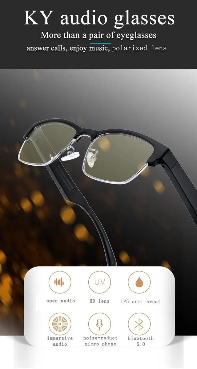 Alt view image 3 of 5 - AI Bluetooth Glasses,New Wireless Bluetooth Smart Audio Glasses with Speakers,Men's/Women's Indoor and Outdoor Entertainment Smart Glasses,Including 2 Magnetic Charging Wires(Silver,Clear)