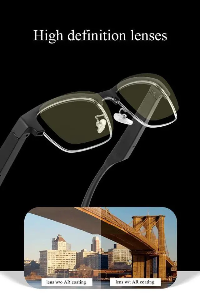 Alt view image 5 of 5 - AI Bluetooth Glasses,New Wireless Bluetooth Smart Audio Glasses with Speakers,Men's/Women's Indoor and Outdoor Entertainment Smart Glasses,Including 2 Magnetic Charging Wires(Silver,Clear)