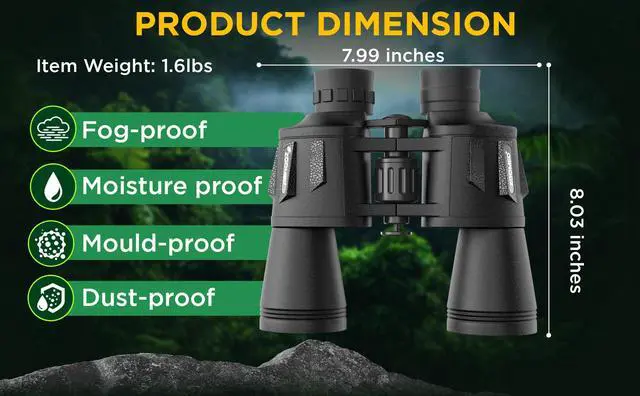 Alt view image 3 of 7 - 20x50 High Powered Binoculars for Adults with Smart Phone Adapter Waterproof Compact Hunting Binoculars for Bird Watching, Low Light Night Vision Travel Binoculars with Carrying Case & Strap