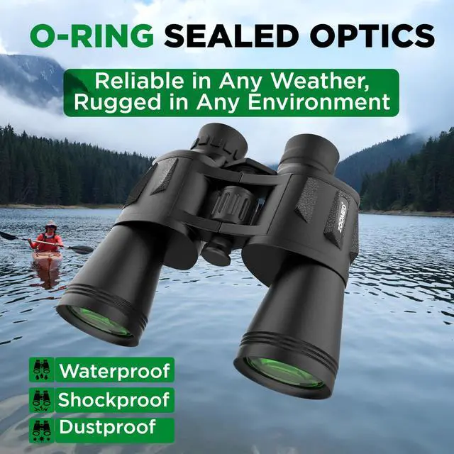 Alt view image 7 of 7 - 20x50 High Powered Binoculars for Adults with Smart Phone Adapter Waterproof Compact Hunting Binoculars for Bird Watching, Low Light Night Vision Travel Binoculars with Carrying Case & Strap