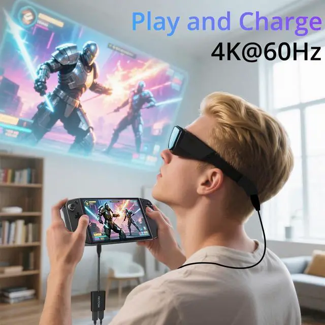 Alt view image 6 of 7 - AR Glasses Hub, Aluminum Shell USB C to AR Glasses 4K@60Hz and Charging Up to 45W PD, Plug and Play, Compatible with Switch 1,Steam Deck, ROG Ally X, etc, Supports Rokid XREAL Viture Glasses