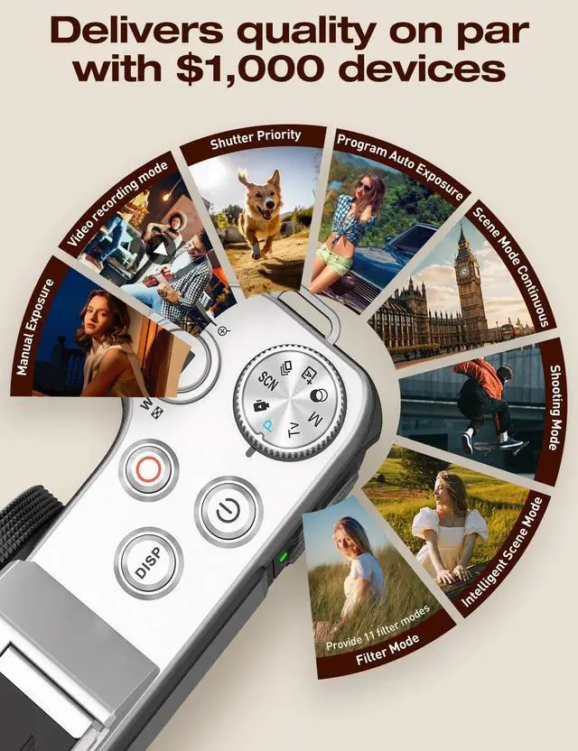 Alt view image 4 of 7 - 4K 64MP Digital Camera, 6X Optical Zoom Retro WiFi Autofocus | Long-lasting rechargeable battery | Lightweight for travel vlogging | Perfect for gifting