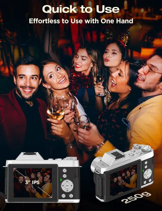 Alt view image 6 of 7 - 4K 64MP Digital Camera, 6X Optical Zoom Retro WiFi Autofocus | Long-lasting rechargeable battery | Lightweight for travel vlogging | Perfect for gifting
