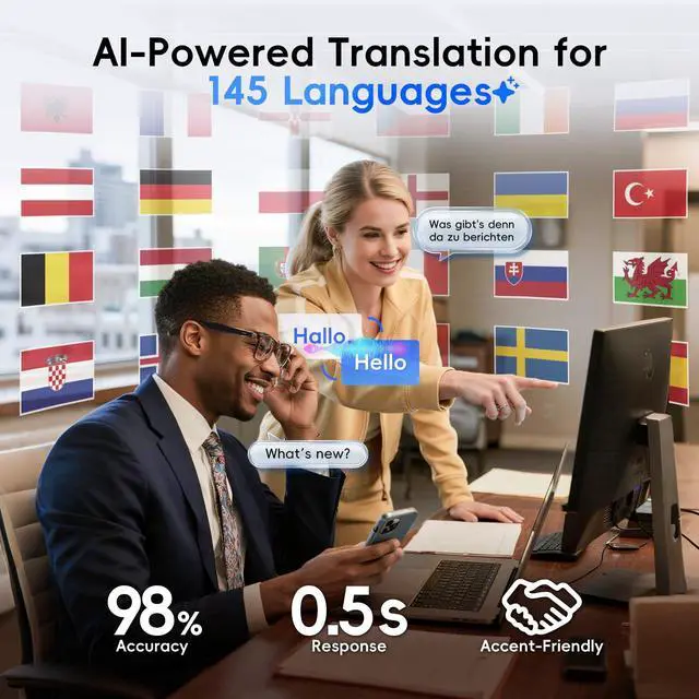 Alt view image 3 of 7 - AI Glasses, Smart Glasses Powered by ChatGPT, Real-Time AI Translation | Photochromic lens, AI translation in 145 languages, Handsfree calls, Immersive audio, Holds AI conversations