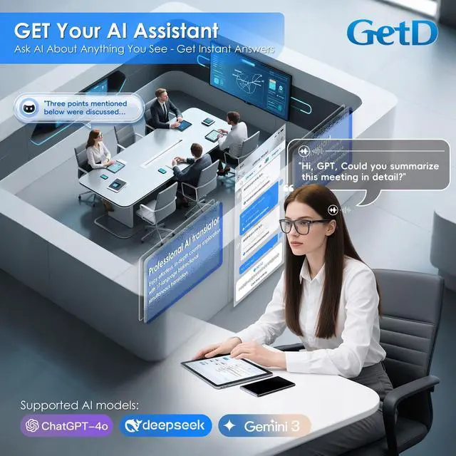 Alt view image 4 of 7 - AI Glasses, Smart Glasses Powered by ChatGPT, Real-Time AI Translation | Photochromic lens, AI translation in 145 languages, Handsfree calls, Immersive audio, Holds AI conversations