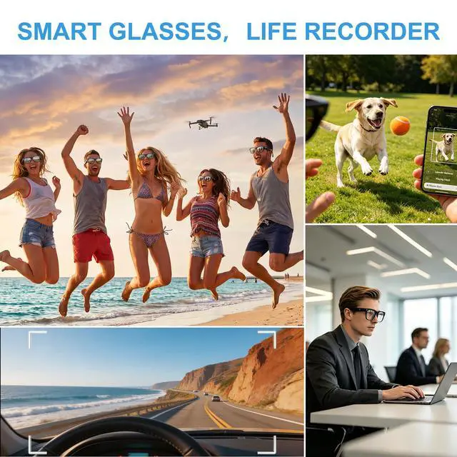 Alt view image 5 of 7 - AI Smart Glasses with 4K Video Recording & 8MP Camera | Bluetooth 5.4 Open Ear Audio, Built-in AI Assistant & Real-Time Translation, Lightweight Smart Eyewear for Men Women