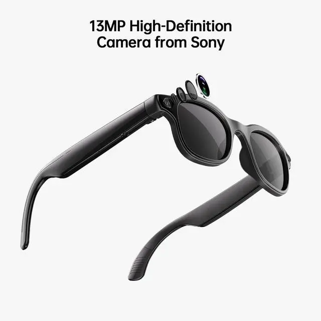 Alt view image 4 of 7 - 2026 New AI Smart Glasses with 13MP Camera, Wireless Charging, AI Voice Assistant, Real-Time Translation, Open-Ear Speakers for Audio, Bluetooth Video Recording Glasses for Work, Travel, 3 Lenses