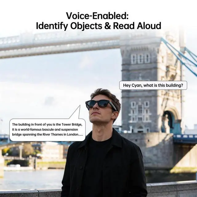 Alt view image 6 of 7 - 2026 New AI Smart Glasses with 13MP Camera, Wireless Charging, AI Voice Assistant, Real-Time Translation, Open-Ear Speakers for Audio, Bluetooth Video Recording Glasses for Work, Travel, 3 Lenses