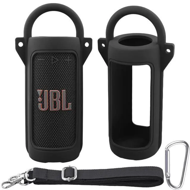 Main image of for JBL Grip Portable Waterproof Speaker Silicone Case, Black | Portable Travel Soft Cover with Adjustable Shoulder Strap and Carabiner, Protective Skin Case, Anti-Slip Feet