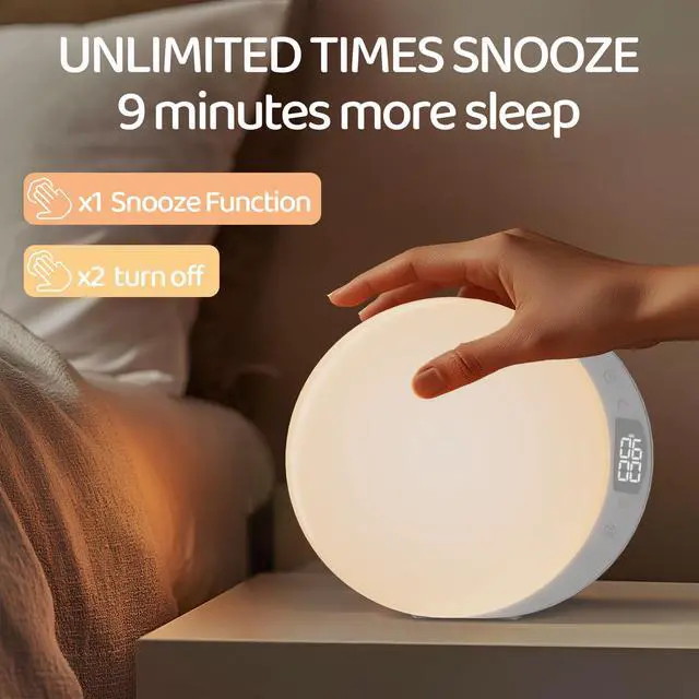Alt view image 3 of 6 - Sunrise Alarm Clock for Heavy Sleepers Adults, Wake Up Light Dimmable Night Light for Kids Teens Bedroom Home Decor Girls Boys Women Gifts, 20 Color and Touch Control, Snooze, White