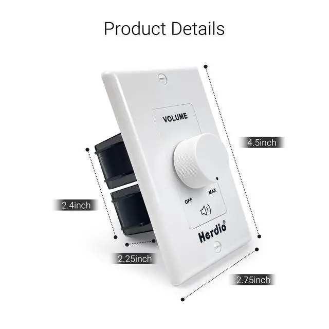 Alt view image 5 of 6 - 100W Volume Control Knob for Speakers, Flush in Wall Volume Controller with 3 Independent Plate, Precise Sound Adjustment with 12-Position, Wide Compatibility for Home Audio Volume Adjustment
