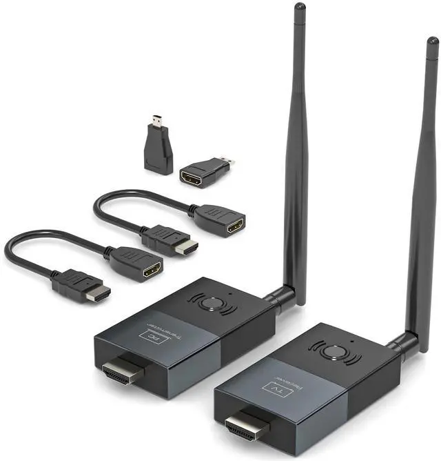 Main image of Wireless HDMI Transmitter and Receiver, 330FT/100M Wireless HDMI Extender for 4K Decode Input 1080P@60Hz Output, Plug&Play Portable 2.4G+5.8G for Video and Audio to Monitor from PC/Projector/TV Box