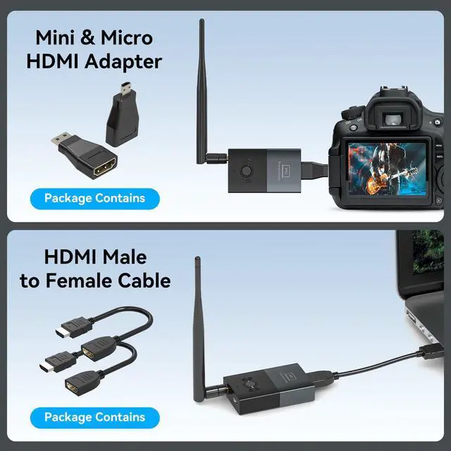 Alt view image 5 of 7 - Wireless HDMI Transmitter and Receiver, 330FT/100M Wireless HDMI Extender for 4K Decode Input 1080P@60Hz Output, Plug&Play Portable 2.4G+5.8G for Video and Audio to Monitor from PC/Projector/TV Box