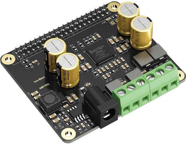 Main image of Audio Amplifier 2x80W Peak Output Class D HiFi AMP Pro Hat, Featuring 192KHz/24bit MA12070P, Support Volumio, MoOde, Raspbian, LibreELEC for Raspberry Pi 5 4 3B+ Pi Zero