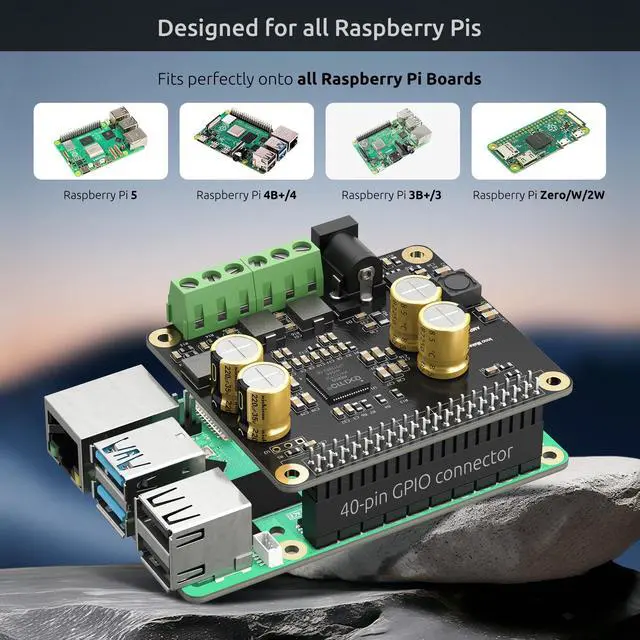 Alt view image 4 of 7 - Audio Amplifier 2x80W Peak Output Class D HiFi AMP Pro Hat, Featuring 192KHz/24bit MA12070P, Support Volumio, MoOde, Raspbian, LibreELEC for Raspberry Pi 5 4 3B+ Pi Zero