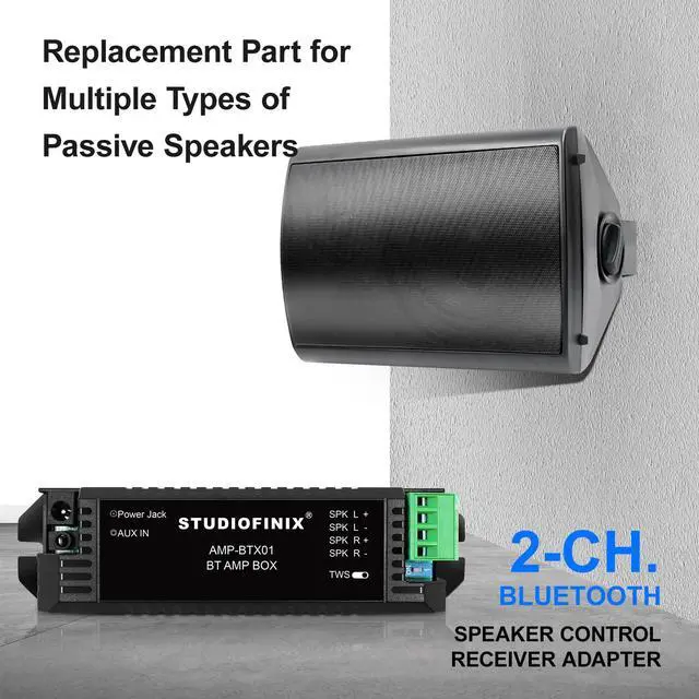 Alt view image 2 of 7 - STUODIOFINIX 2-Channel Mini 5.1 Bluetooth Amplifier for Passive Speakers with TWS,AUX,Replacement Part,Suitable for Wall/Ceiling/Bookshelf Speakers