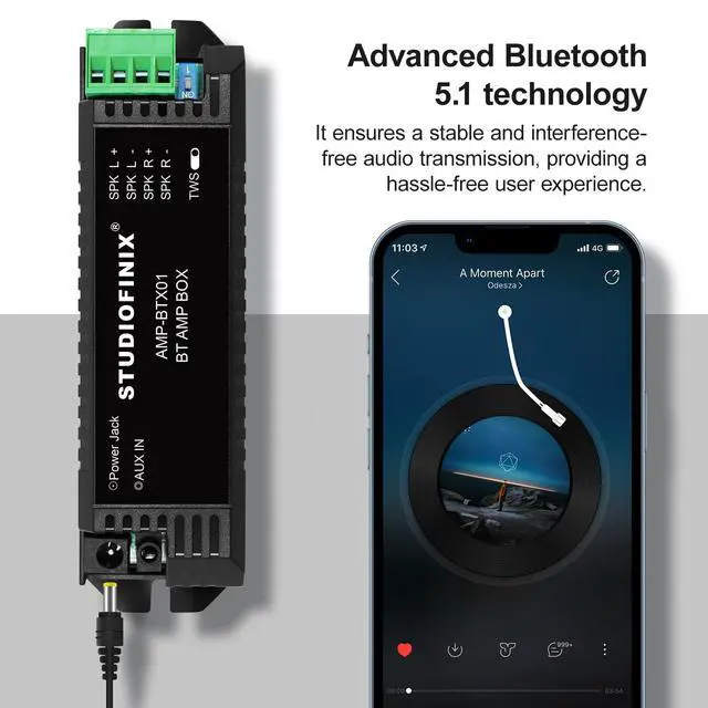 Alt view image 3 of 7 - STUODIOFINIX 2-Channel Mini 5.1 Bluetooth Amplifier for Passive Speakers with TWS,AUX,Replacement Part,Suitable for Wall/Ceiling/Bookshelf Speakers