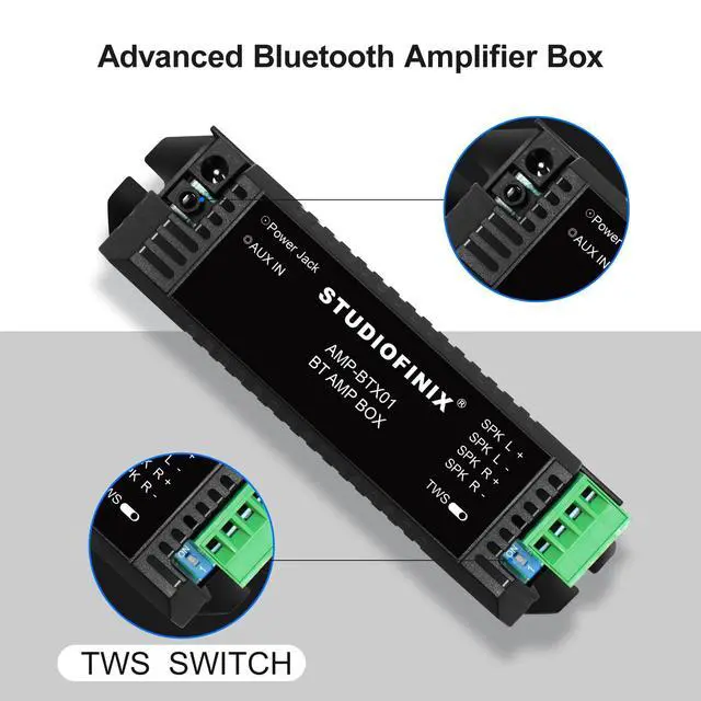 Alt view image 4 of 7 - STUODIOFINIX 2-Channel Mini 5.1 Bluetooth Amplifier for Passive Speakers with TWS,AUX,Replacement Part,Suitable for Wall/Ceiling/Bookshelf Speakers