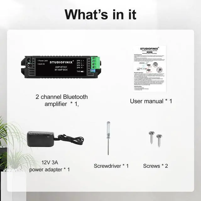Alt view image 7 of 7 - STUODIOFINIX 2-Channel Mini 5.1 Bluetooth Amplifier for Passive Speakers with TWS,AUX,Replacement Part,Suitable for Wall/Ceiling/Bookshelf Speakers