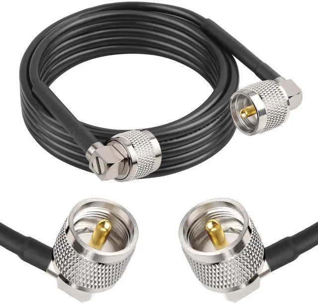 Main image of CB Coax Cable - 10FT RG58 PL-259 UHF Male to Male Right Angle Coaxial Cable Low Loss Cb Antenna Jumper for CB Radio, HAM Radio, Antenna Analyzer, SWR Meter