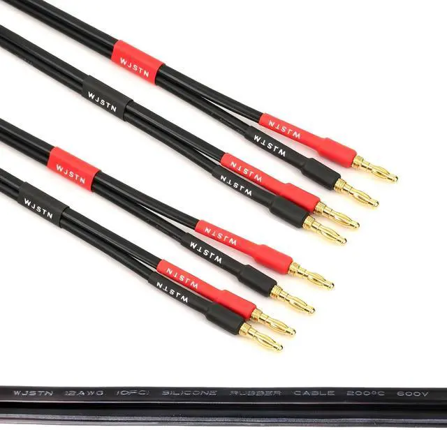 Alt view image 5 of 6 - Banana Plug to Banana Plug Speaker Cable, 12awg tinned Oxygen Free Copper (OFC) Silicone Rubber Cable (1.5FT)