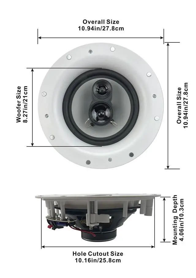 Alt view image 2 of 7 - Acoustic Audio CSic84 Frameless in Ceiling 8" Speaker 2 Pair Pack 3 Way Home Theater Speakers
