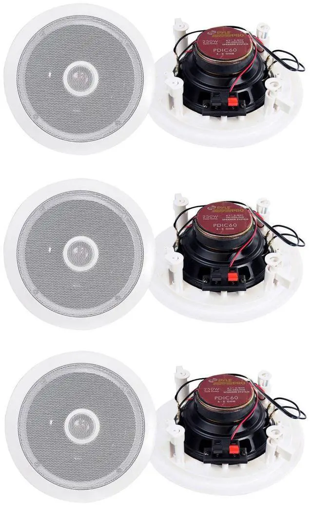 Main image of PDIC60 6.5 Inch 250 Watt 2 Way in Wall/Ceiling Home Speaker System (3 Pair)