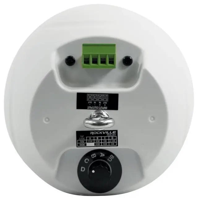 Alt view image 6 of 7 - PEN-40T White 4" Hanging Pendant Speaker for Restaurants, 5-Pack | 70V/100V Transformer Taps: 40W, 20W, 10W, 5W or 8 Ohm 60W RMS, Euroblock Terminals, Deep Bass