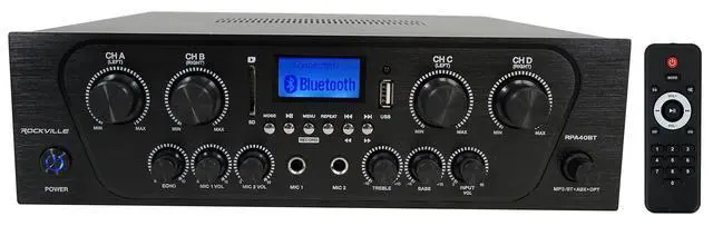 Alt view image 2 of 7 - RPA40BT 4 Zone Home Receiver with 8 HC55 White Ceiling Speakers | 1000W Peak/250W RMS Amplifier, Bluetooth, Optical, USB/SD, 2 Mic Inputs, Zone Volume Controls, 5.25" 8 Ohm, 5-Items